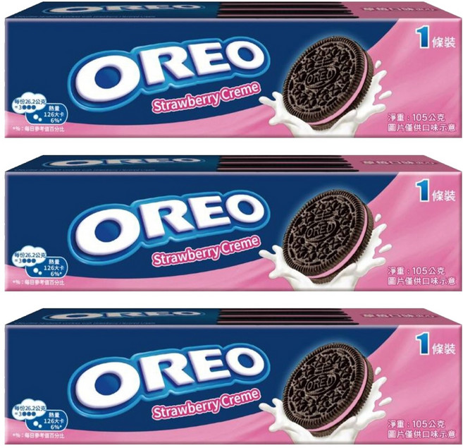OREO 奧利奧 夾心餅乾 草莓口味, 105g, 3盒