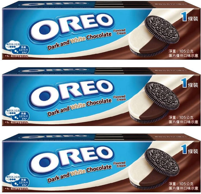 OREO 奧利奧 夾心餅乾 黑白巧克力口味, 105g, 3盒