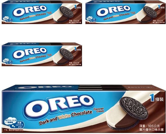 OREO 奧利奧 夾心餅乾 黑白巧克力口味, 105g, 4盒