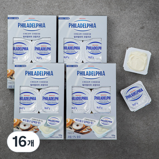 필라델피아 크림치즈, 16.67g, 6개입, 16개