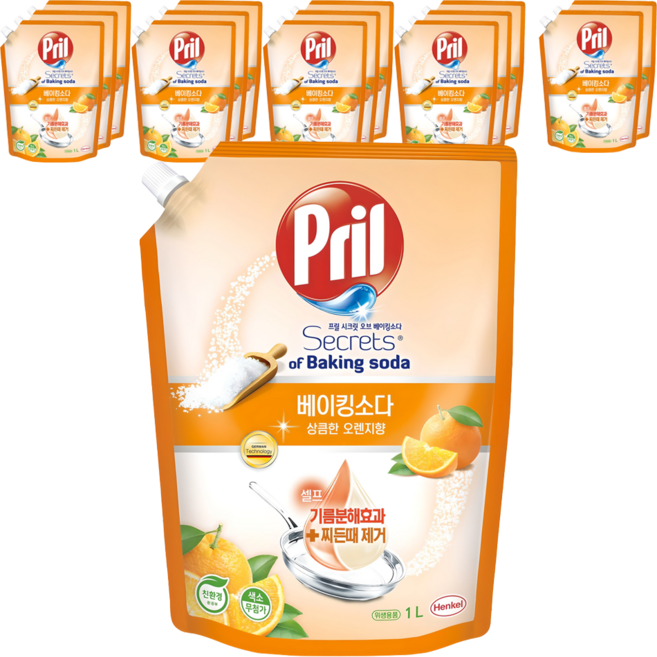 프릴 시크릿오브 베이킹소다 주방세제 상큼한 오렌지향, 1L, 15개