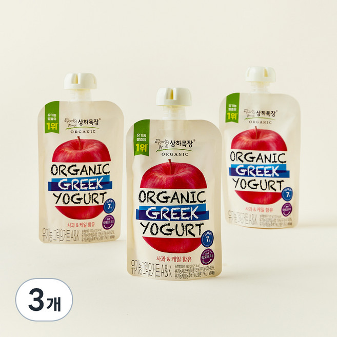 상하목장 유기농 인증 그릭 요거트 사과 & 케일, 120g, 3개입, 3개