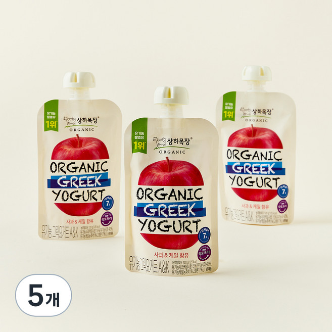 상하목장 유기농 인증 그릭 요거트 사과 & 케일, 120g, 3개입, 5개