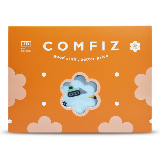 COMFIZ 康菲 小童3d醫療 3~7歲, 1盒, 捍衛戰士 藍綠色, 20片