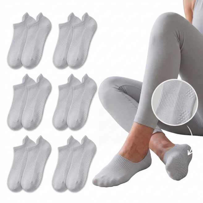 플로우데이 논슬립 미끄럼방지 필라테스 발목 요가양말 6켤레