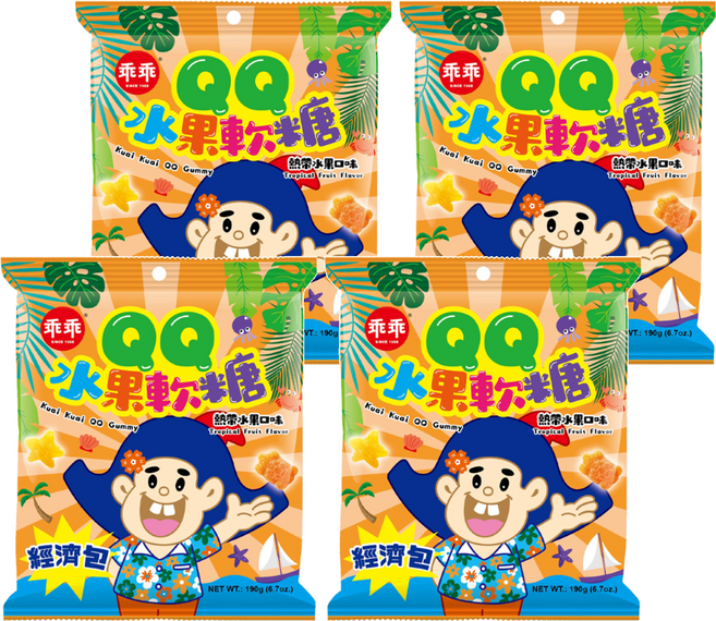 乖乖 QQ水果軟糖經濟包, 190g, 4袋