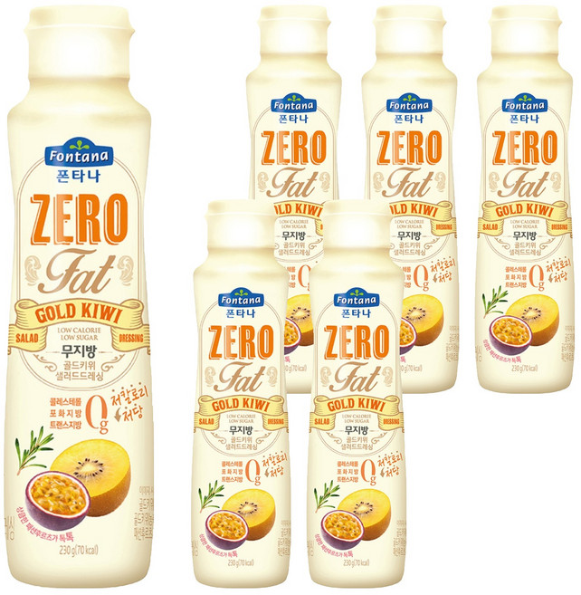 폰타나 저당 저칼로리 무지방 골드키위 드레싱, 230g, 6개