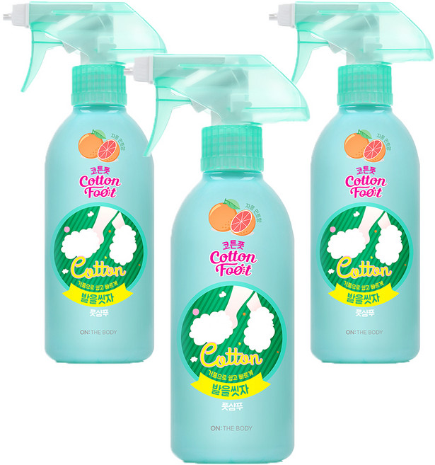 온더바디 코튼풋 발을 씻자 풋샴푸 자몽민트향, 1개입, 3개, 385ml