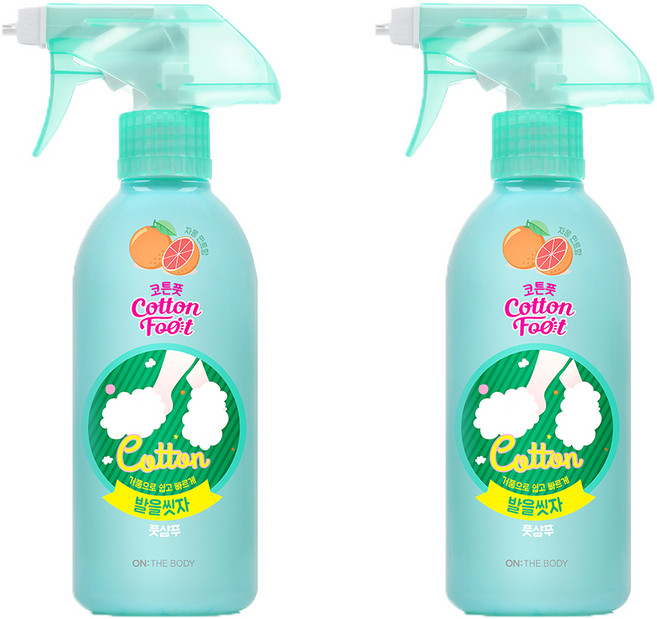 온더바디 코튼풋 발을 씻자 풋샴푸 자몽민트향, 1개입, 2개, 385ml