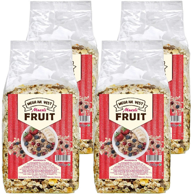 MEGA HARVEST 德國天然什錦水果穀片, 1000g, 4包