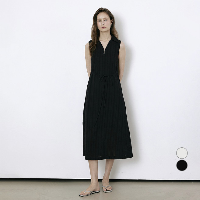 MICHIKOLONDON 提花鈕扣連身裙, 黑色