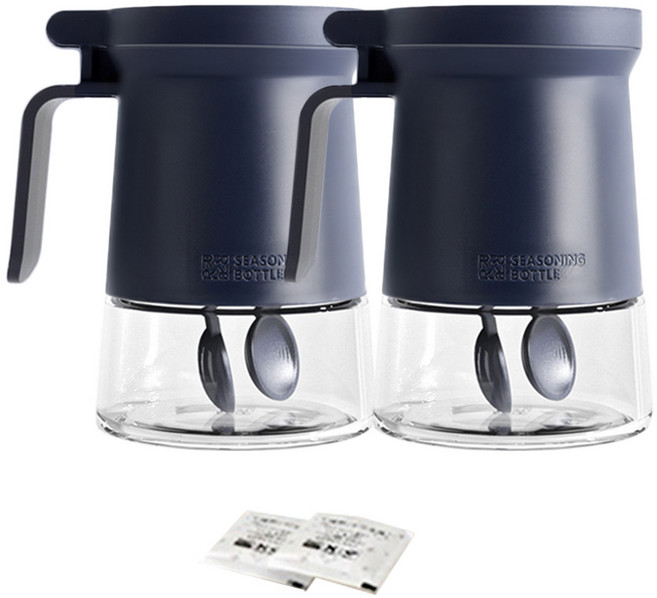 건파더 습기방지 양념통 세트, 1세트, 네이비 양념통 2p + 스푼 4p + 습기제거제 2p