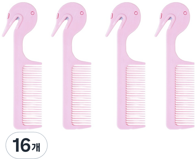 신도프라임 머리끈 커터 빗, 16개, 핑크