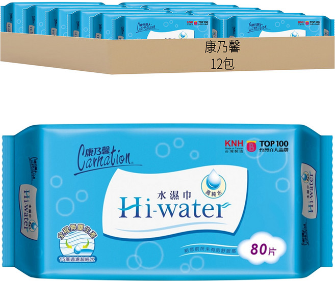 康乃馨 Hi-water 水濕巾 攜帶型, 1入, 12包