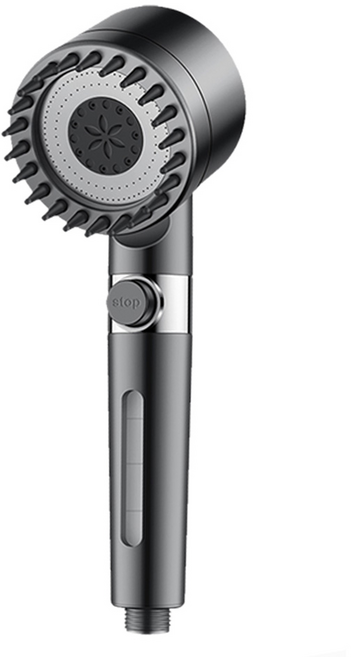 WIDE VIEW SPA按摩3檔增壓過濾蓮蓬頭 附濾心 可視款 #00015, 黑色, 1個