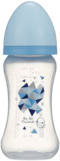 KU.KU Duckbill 酷咕鴨 KU KU 幾何視界PP寬口奶瓶, 顏色隨機, 270ml, 1個