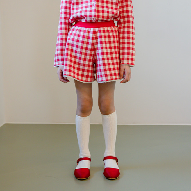 아이러브제이 여아용 체크 숏 팬츠