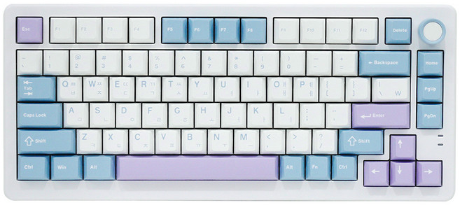 큐센 풀윤활 가스켓 유무선 기계식 키보드, 블루퍼플, QSENN Q75 PBT, 저소음 바다소금축