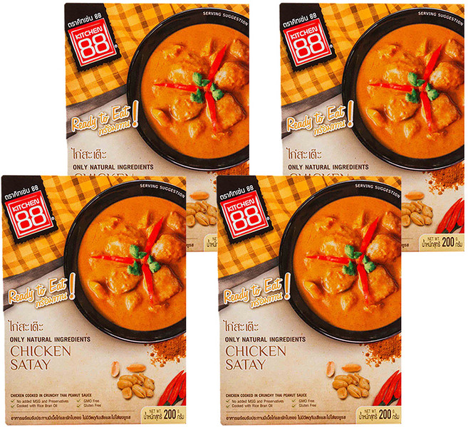 KITCHEN 88 泰式沙嗲雞即食調理包 天然食材, 200g, 4盒