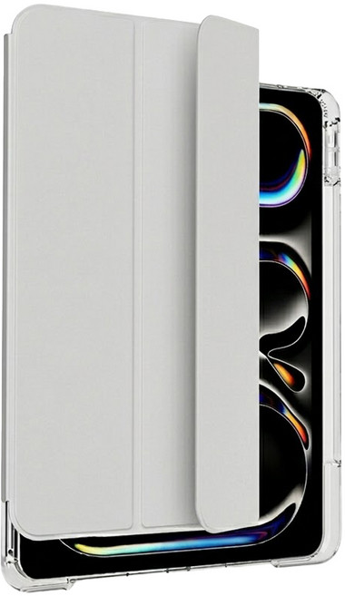 J.ROAD Shine 透明 Apple Pencil存儲滑軌 可拆卸保護套 iPad Air 11 2024 M2適用, 灰色, 1個