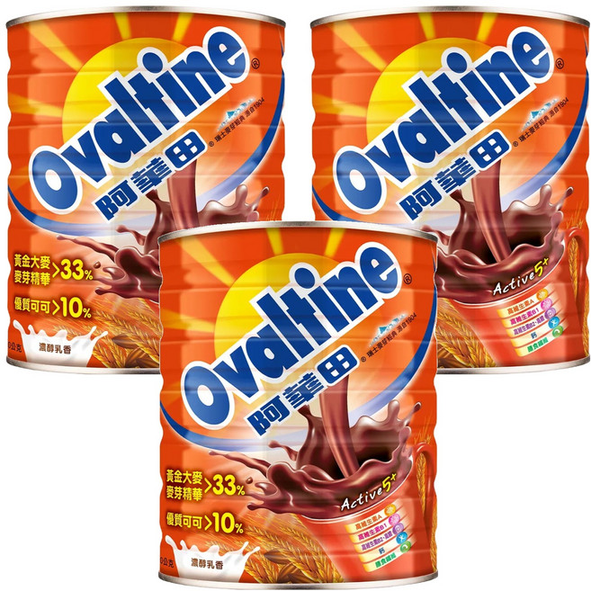 Ovaltine 阿華田 營養巧克力麥芽飲品, 800g, 1入, 3罐