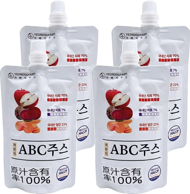 YEONDOOFARM 兒童ABC綜合蔬果汁, 100ml, 4包