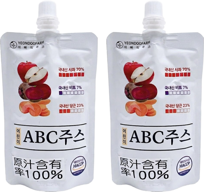 YEONDOOFARM 兒童ABC綜合蔬果汁, 100ml, 2包