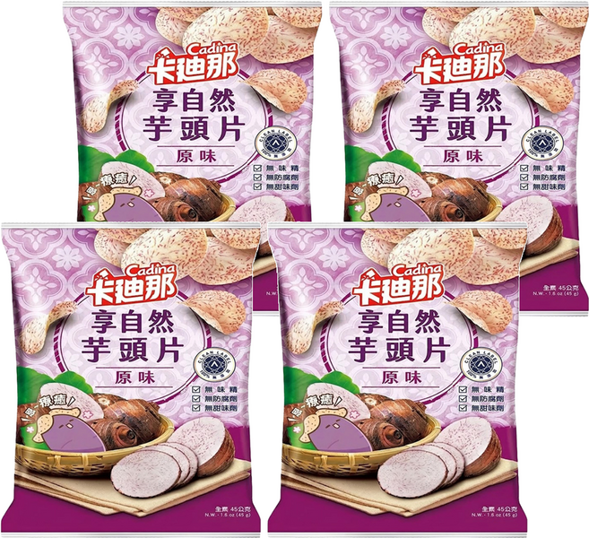 Cadina 卡迪那 享自然芋頭片 原味 全素, 45g, 4包