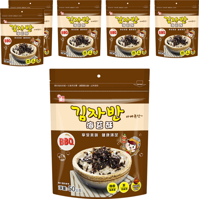 韓味不二 海苔酥 BBQ, 50g, 6包