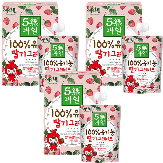 자연원 100% 유기농 딸기그레이프 주스, 100ml, 12개