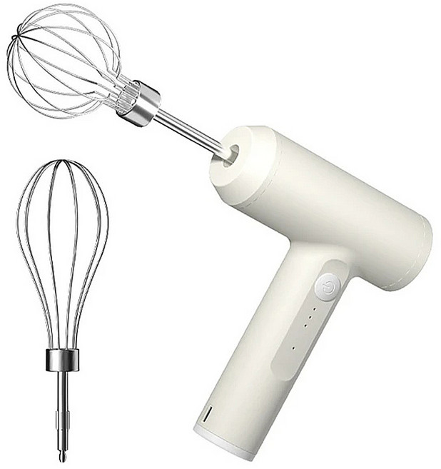 SUNORO 雙頭無線USB電動烘焙打蛋器 白色, JY-001