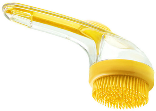 딩동펫 반려동물 그립 원터치 라운드 샴푸 브러쉬 18 x 7.5 cm, 옐로우, 1개