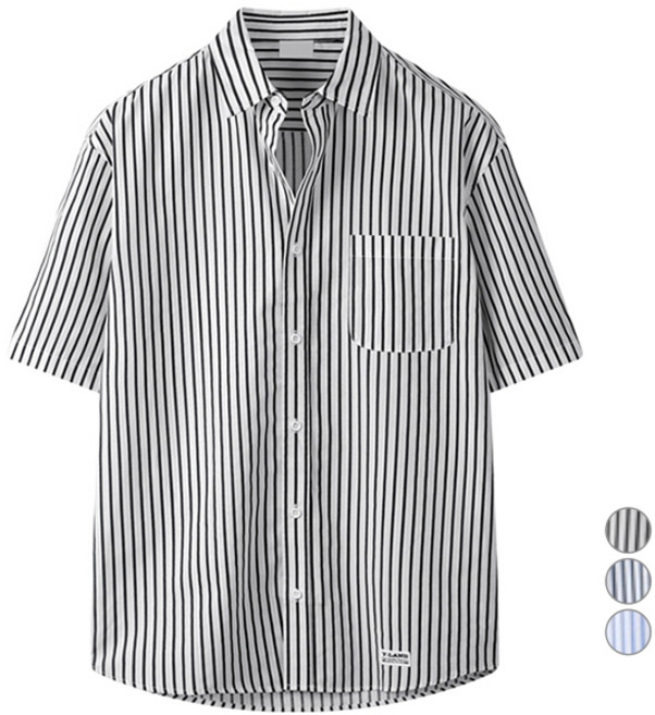 해리슨 남성용 스트라이프 반팔 셔츠 JIM1155
