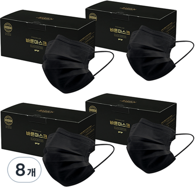 고르고 바른 마스크 대형, 50매입, 8개, 블랙