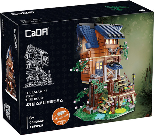 카다 4계절 스토리 트리하우스 레고호환블록 1155PCS, 혼합색상, 1개