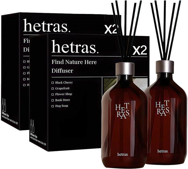 헤트라스 프리미엄 대용량 디퓨저 선물세트 섬유스틱 10p, 블랙체리, 500ml, 4개