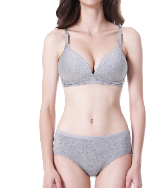 클레어 베이직 코튼 노와이어 브라 2p + 팬티 2p 세트