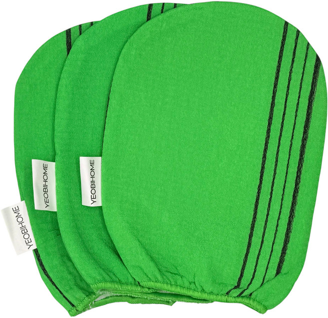 여비홈 스크럽 때밀이 때수건 벙어리 이태리 때타올, 그린, 1개입, 3개