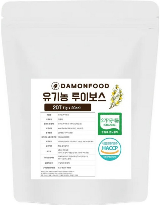 담온푸드 유기농 루이보스 티백, 1g, 1개, 20개입