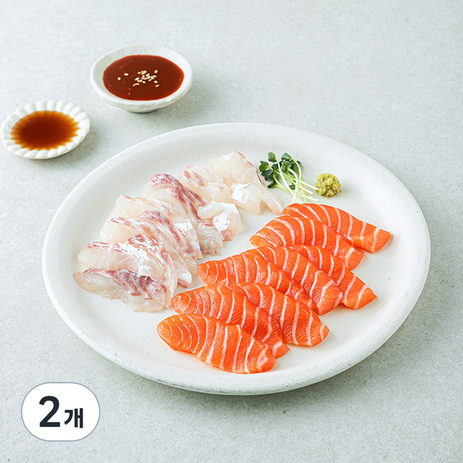 노량진수산시장 중도매인 90번 연어 도미회 (냉장), 2개, 200g