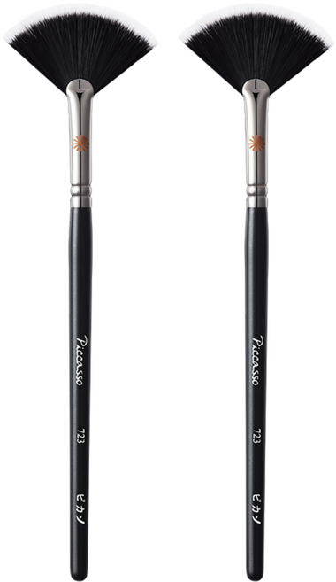 피카소 팬 파우더 브러쉬 723, 혼합 색상, 2개