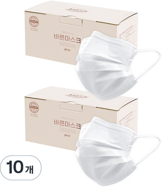 고르고 바른 마스크 대형 성인용, 50매입, 10개, 화이트