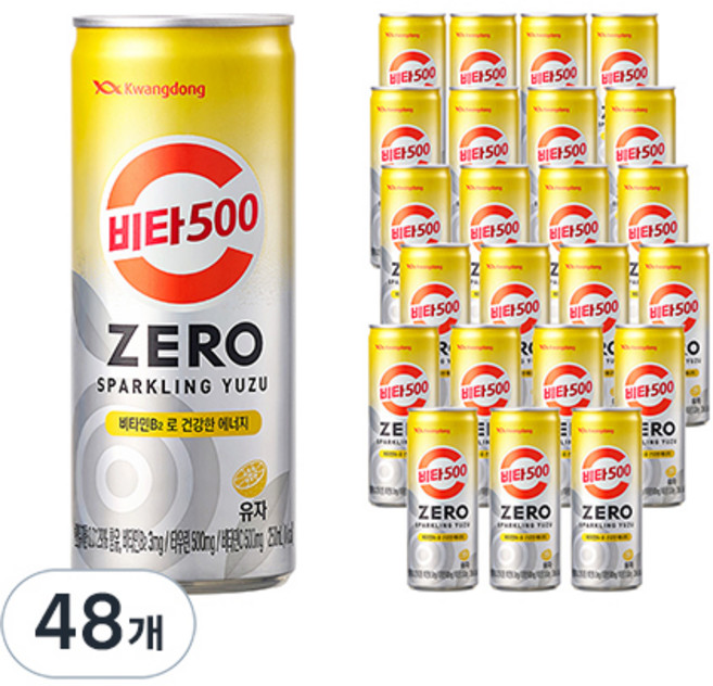 비타500 제로 스파클링 유자, 250ml, 48개