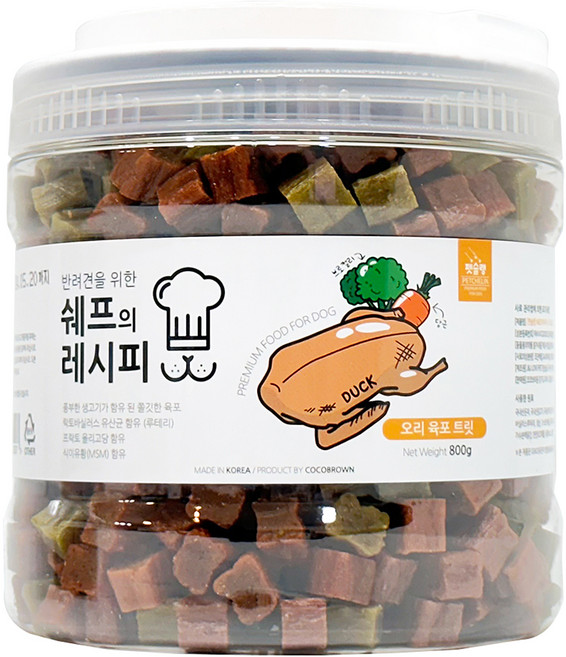 펫슐랭 반려견을 위한 쉐프의 레시피 트릿, 오리육포, 800g, 1개
