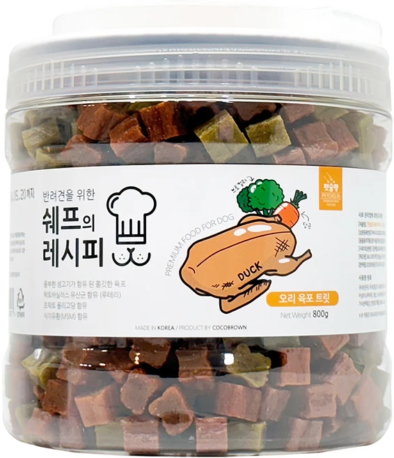 펫슐랭 반려견을 위한 쉐프의 레시피 트릿, 오리육포, 800g, 1개 - 쿠팡