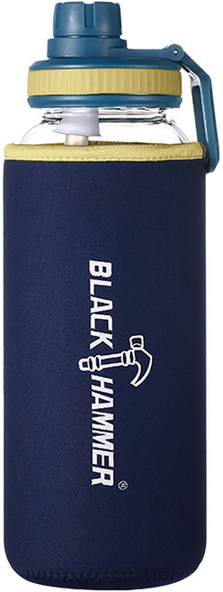 BLACK HAMMER 台灣公司貨 Drink Me 耐熱玻璃水瓶 BH-G1010YB, 黃藍色, 1.01L, 1個