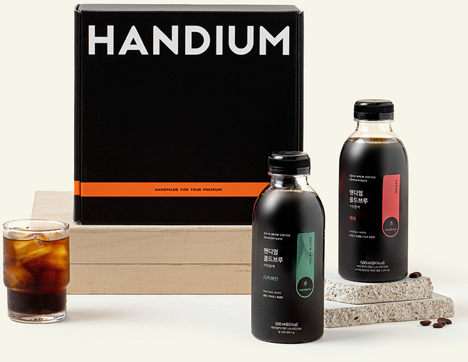 핸디엄 콜드브루 커피 원액 케냐 500ml + 디카페인 500ml 세트, 1세트