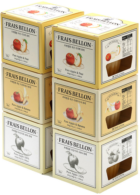 프레벨롱 국산 과일퓨레 6팩, 사과, 사과바나나, 사과배, 1세트