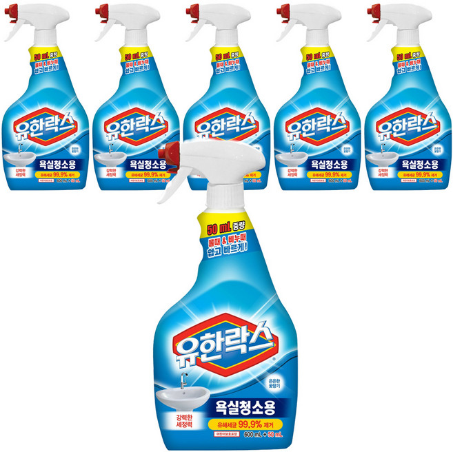 유한락스 욕실청소용 세정제, 650ml, 6개