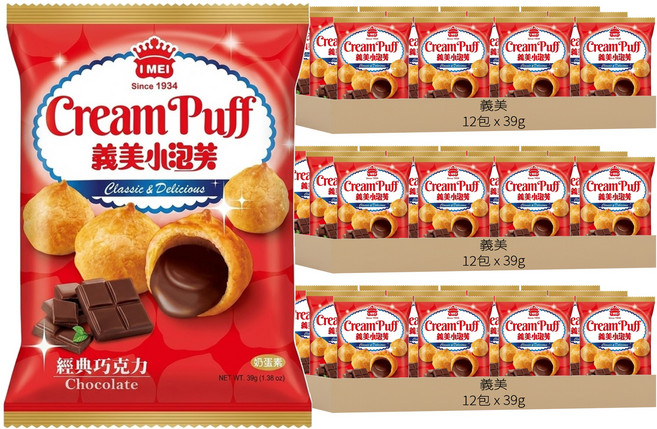 義美 小泡芙 經典巧克力, 39g, 36包